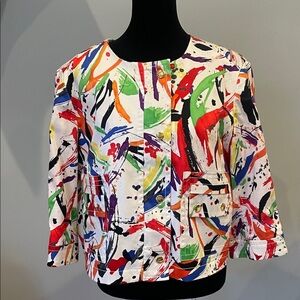 Colorful Abstract Print Jacket like new size 12